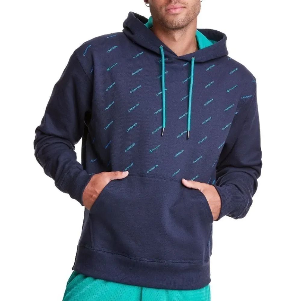 Champion Blue Green Powerblend Hoodie with Front Pocket size Small